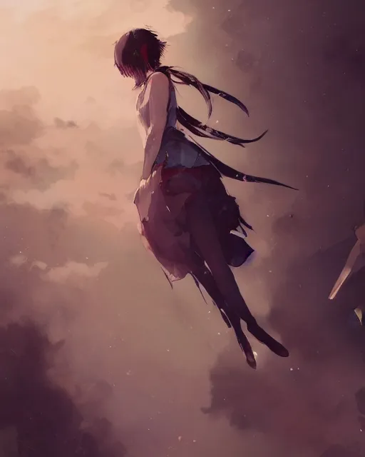 Image similar to a singer young japanese woman with very short hair looking to the skies, cinematic lighting, dramatic atmosphere, artwork by dustin nguyen, akihiko yoshida, greg tocchini, greg rutkowski, cliff chiang, 4 k resolution, trending on artstation,