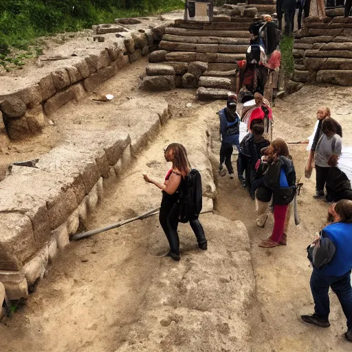 Image similar to Humans discovering an ancient city underground