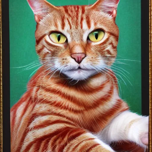 Prompt: Official Portrait of United States President Red tabby cat