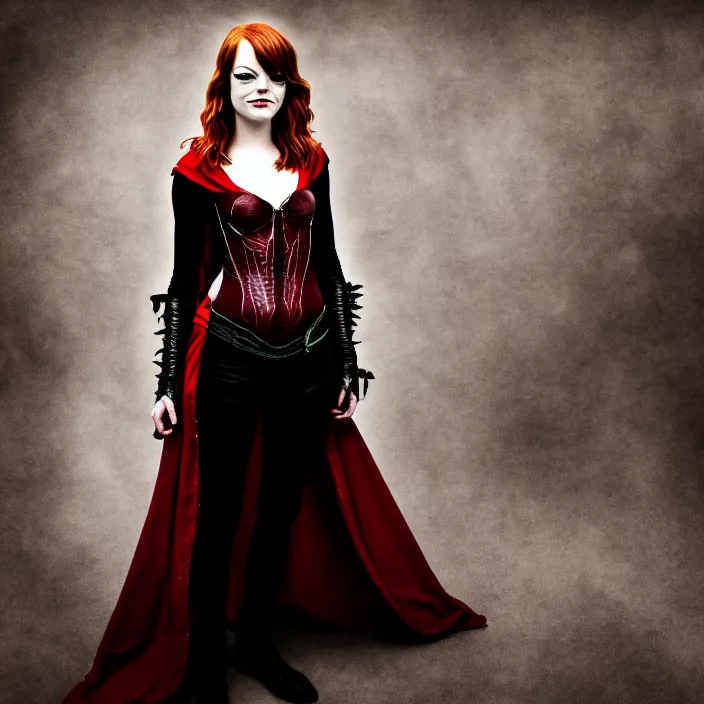 Image similar to full body photograph of emma stone as a vampire warrior. extremely detailed. dslr. 8 5 mm.