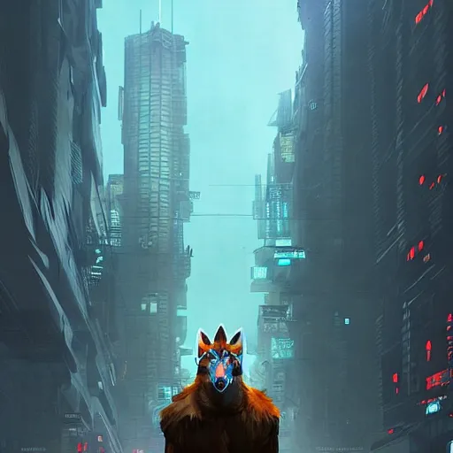 Image similar to Playstation 1 PS1 low poly graphics portrait of furry anthro anthropomorphic wolf head animal person fursona wearing clothes in a futuristic cyberpunk foggy city alleway .Greg Rutkowski, Simon Stalenhag, christopher nolan trending on Artstation, CGSociety