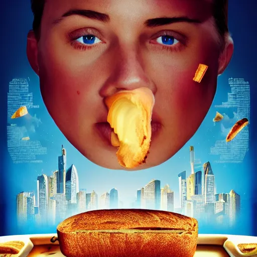 Image similar to elaborate movie poster for a slice of white bread, photorealistic