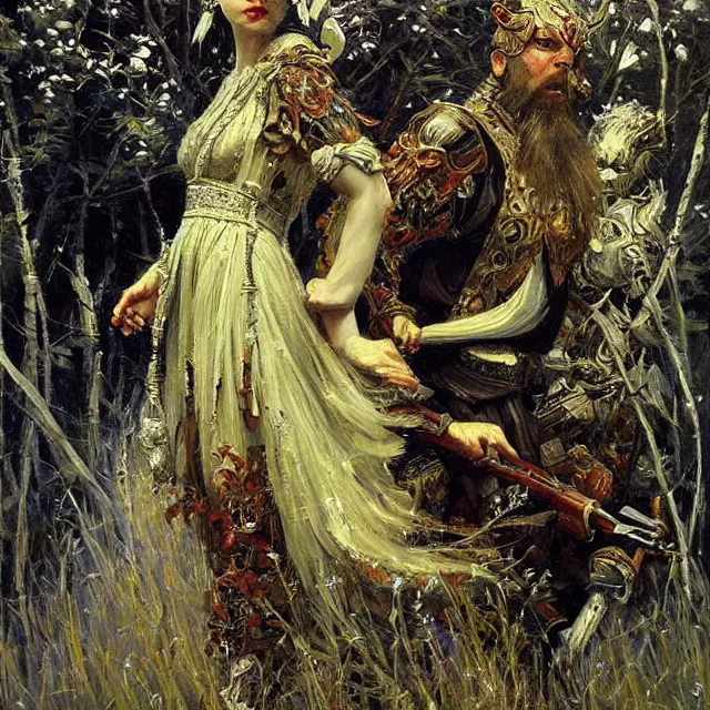 Image similar to fantasy art, an ultrafine detailed painting, academic art, elegant, by pavel korin, viktor vasnetsov