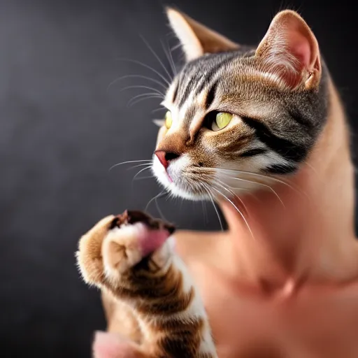 Prompt: female cat in bikini smokes a cigar