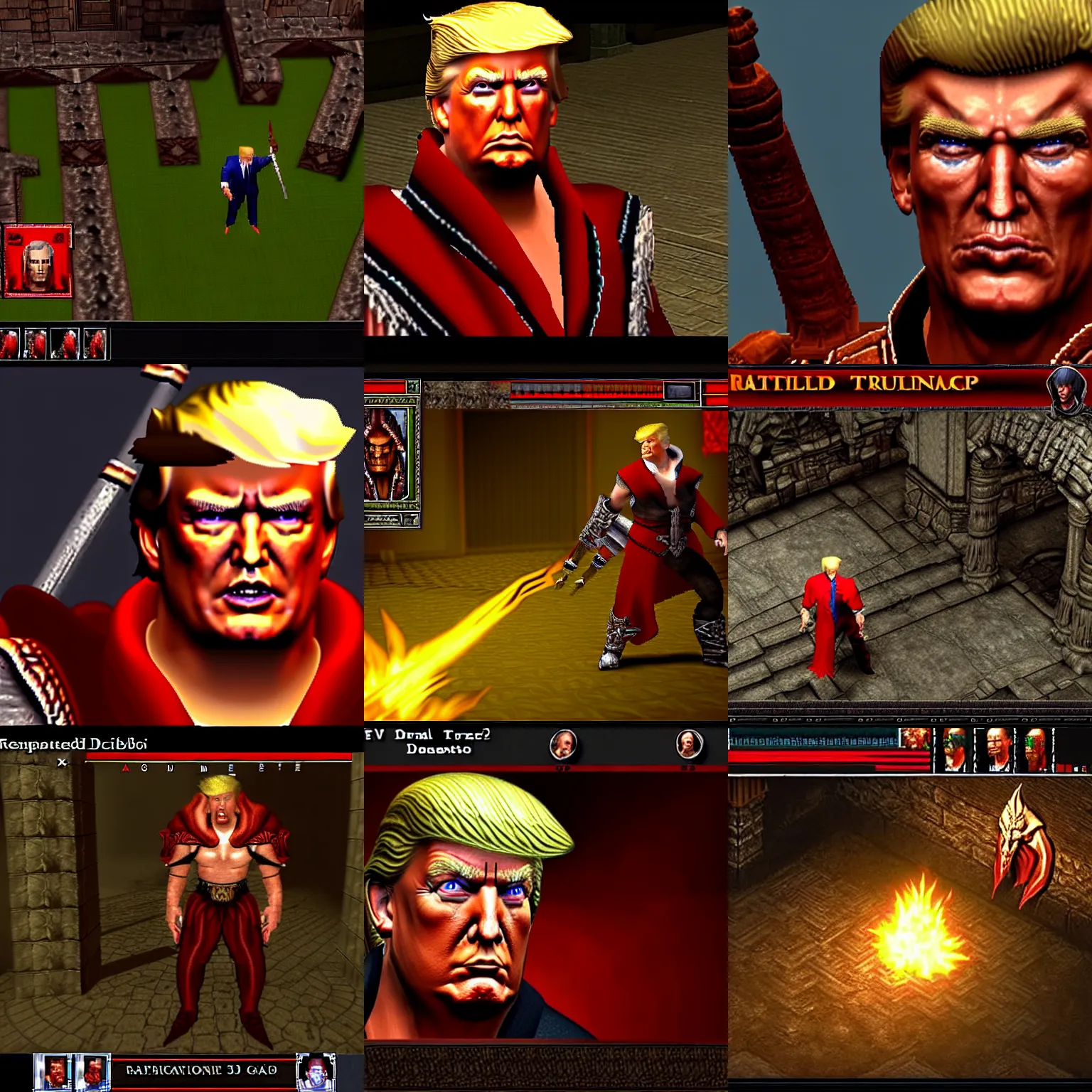 Prompt: a screenshot of donald trump in the video game diablo 2 : resurrected. 3 d rendering. unreal engine. amazing likeness. very detailed