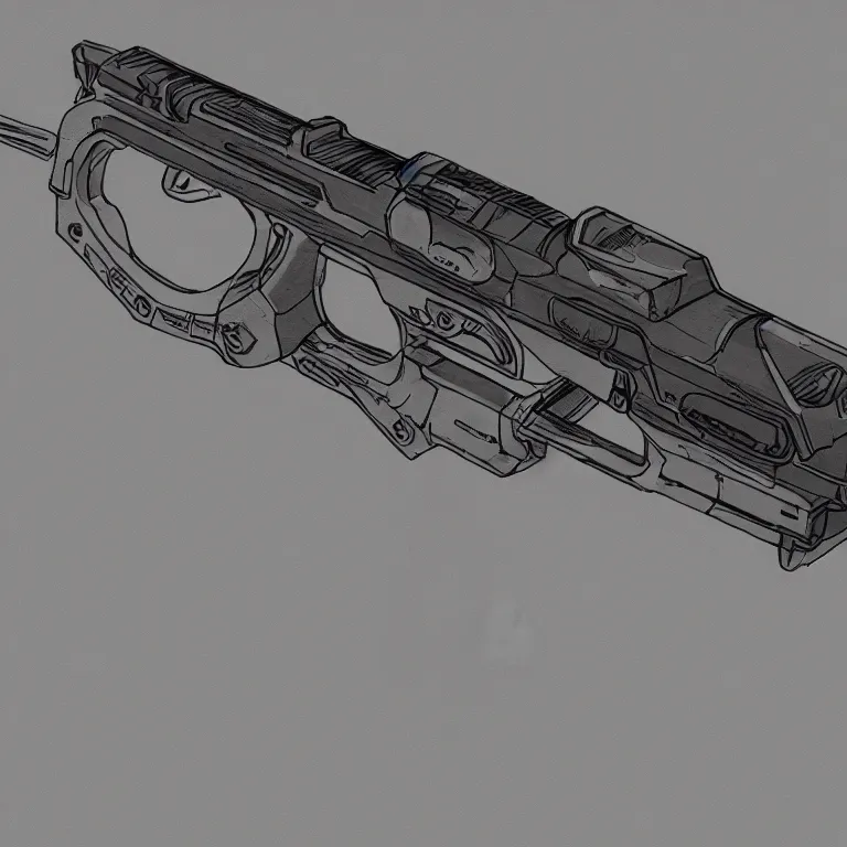 Prompt: detailed diagram of a futuristic gun, 2 d game art, concept art, sci - fi