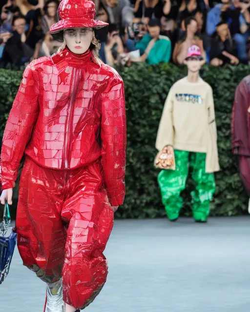 Image similar to hyperrealistic and heavy detailed 2321s balenciaga runway show of Super Mario Bros , Leica SL2 50mm, vivid color, high quality, high textured