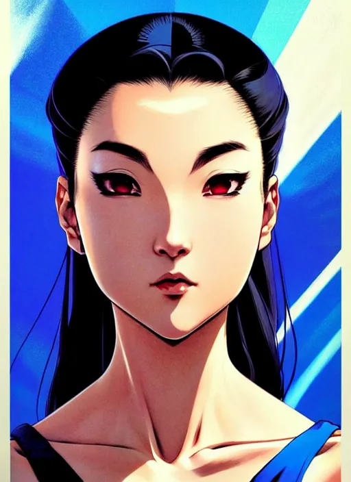 Prompt: a comic portrait of chun - li, fine - face, realistic shaded perfect face, fine details. blue - ish cosmic setting. very anime style. realistic shaded lighting poster by ilya kuvshinov katsuhiro, magali villeneuve, artgerm, jeremy lipkin and michael garmash, rob rey and kentaro miura style, trending on art station