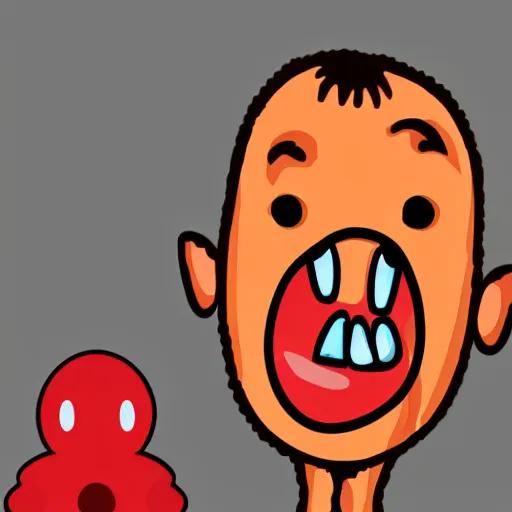 Image similar to cartoon person with acid tab on tongue