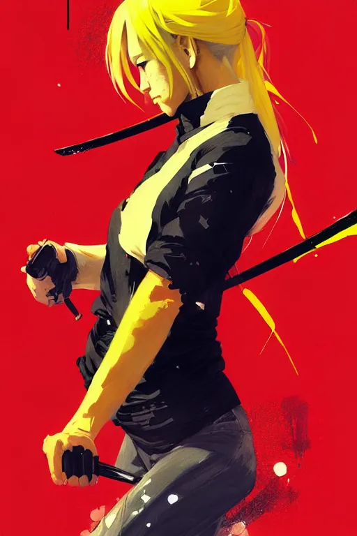 Image similar to a ultradetailed painting of kill bill by conrad roset, greg rutkowski and makoto shinkai trending on artstation