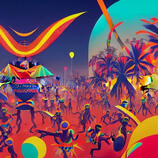 Image similar to trinidad and tobago carnival by paolo eleuteri serpieri and tomer hanuka and chesley bonestell and daniel merriam and tomokazu matsuyama, unreal engine, high resolution render, featured on artstation, octane, 8 k, highly intricate details, vivid colors, vector illustration