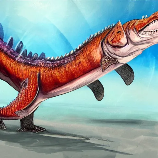 Image similar to fish dinosaur concept art