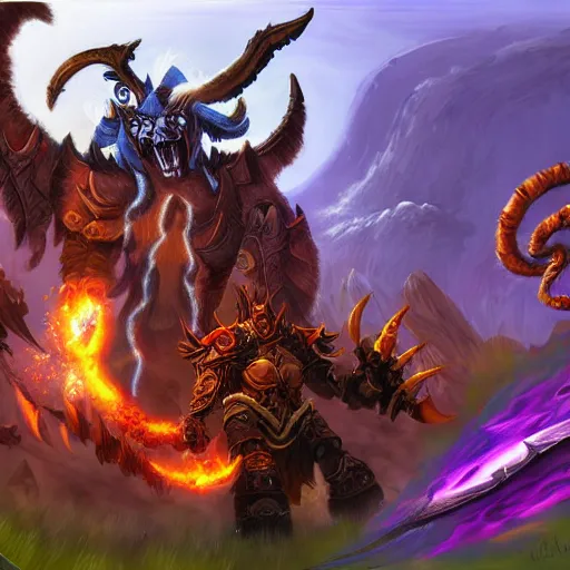 Prompt: world of warcraft epic battle, digital painting, art, deviantart