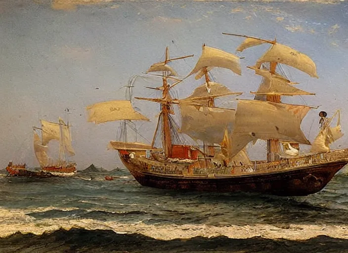Prompt: a painting of la barca de aqueronte by felix resurreccion hidalgo