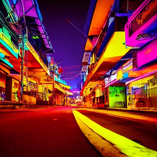 Image similar to neon streets of bangalore, 4 k, award winning photo, cyberpunk style, intricate environment, hyper realistic