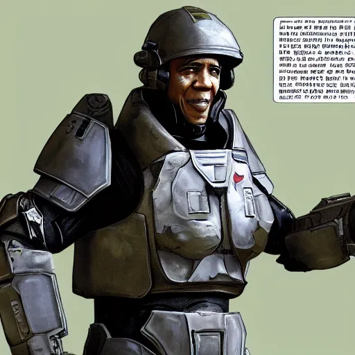 Prompt: barak obama in master chief's armor