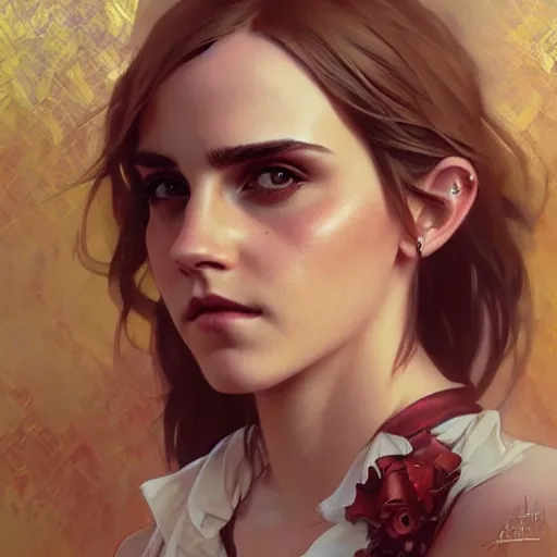 Image similar to emma watson d & d fantasy intricate elegant highly detailed digital painting artstation concept art matte sharp focus illustration hearthstone art by artgerm art by greg rutkowski art by alphonse mucha