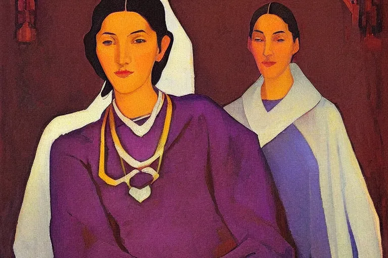 Prompt: woman portrait artwork by nicholas roerich