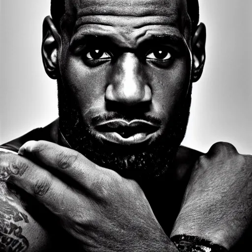 lebron james portrait black and white