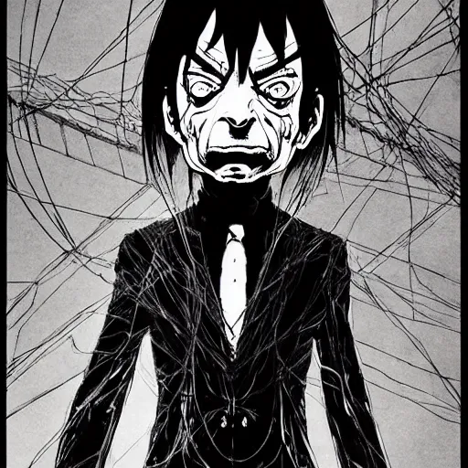 Image similar to Mr Bean looking sinister, by Tsutomu Nihei, highly detailed