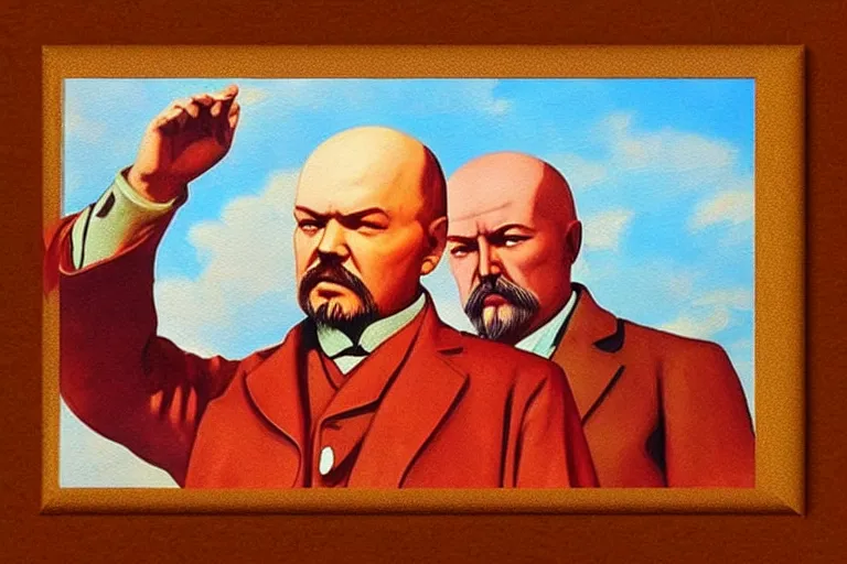 Image similar to lenin, red star, fantasy, painting, ultra realistic!!!, clear weather, golden hour, sharp focus