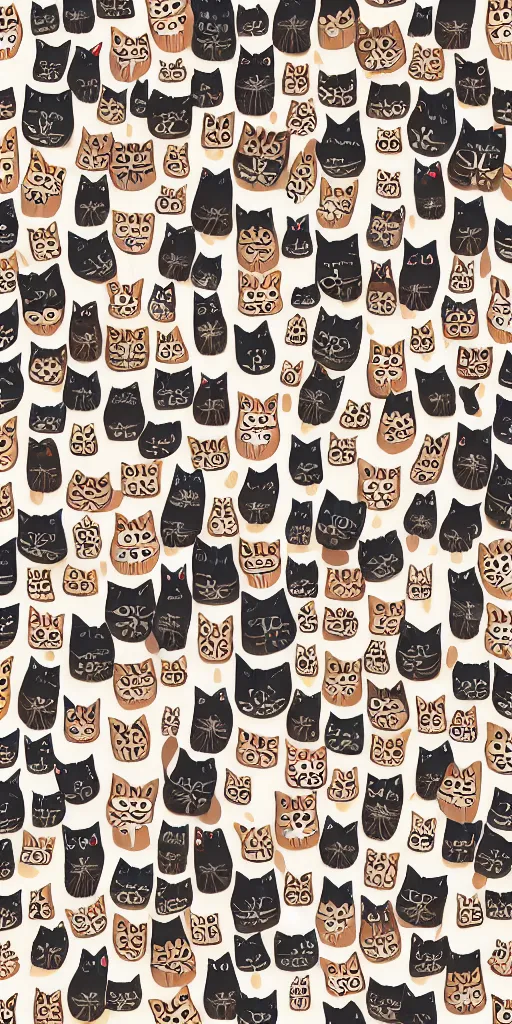 Image similar to seamless pattern of cute cats symmetrical, repeating 3 5 mm photography