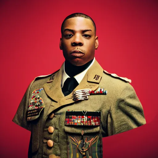 Prompt: general armstrong in a rap album cover, highly detailed portrait photography, epic, cinematic