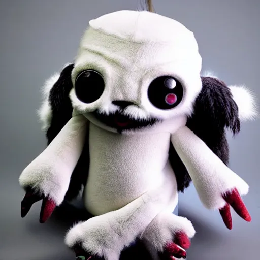 Image similar to a cute plush fluffy chthonic doll monster made to look like a baby