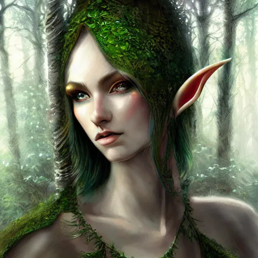 Image similar to a picture of a forest elf, high fantasy, elegant, epic, detailed, intricate, digital painting, concept art, realistic, smooth, focus, rim light,