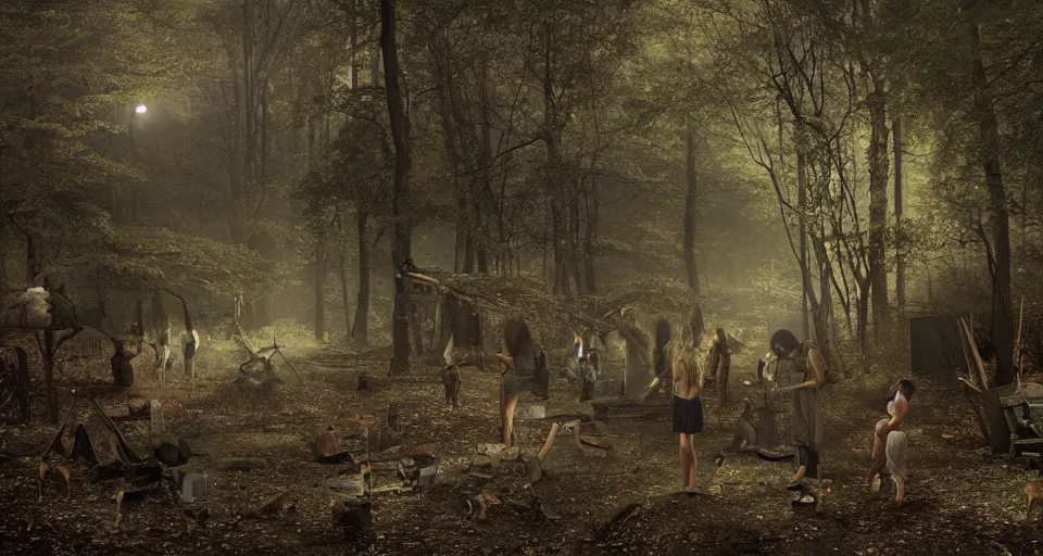 Image similar to Enchanted and magic forest, by gregory crewdson