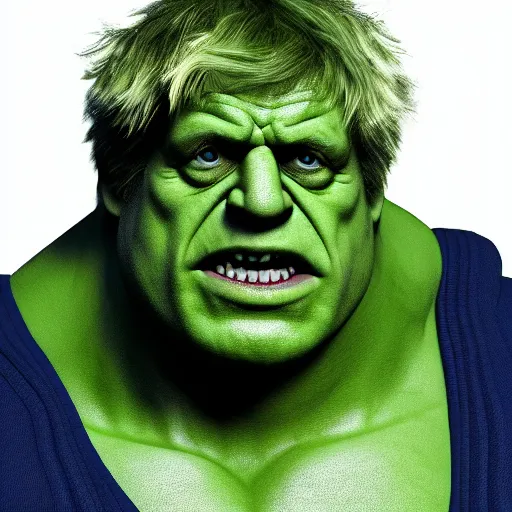 Prompt: boris johnson as the incredible hulk, realistic, 8 k,