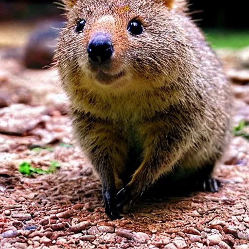 Image similar to a stereoscopic photograph of a quokka