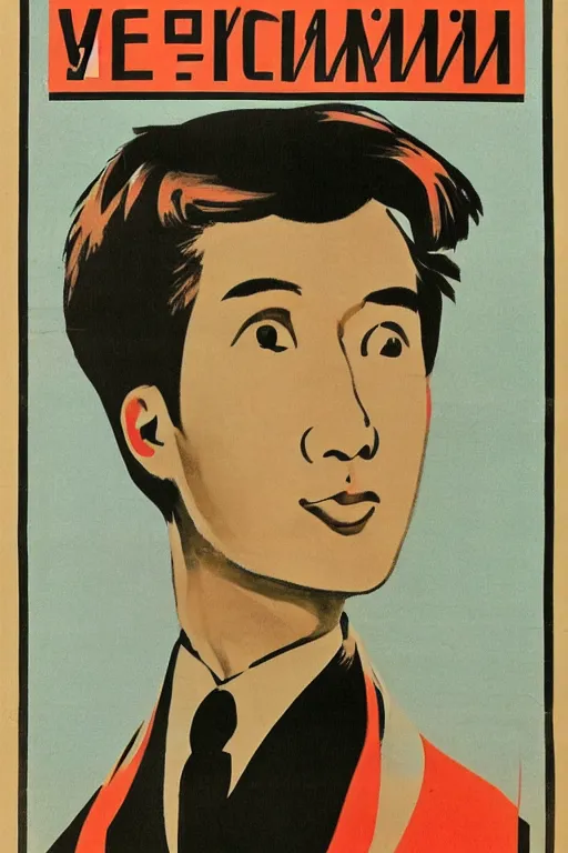 Image similar to cai xukun, 1 9 6 0 s soviet poster