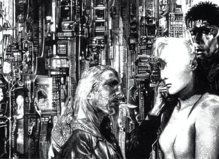 Prompt: scene from the 1 9 8 5 science fiction film neuromancer, incredibly detailed