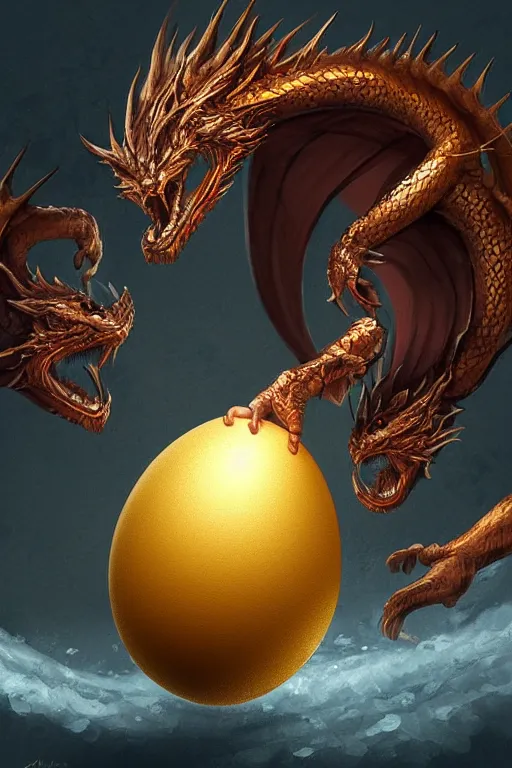 Image similar to a golden egg hatching dragons, digital art, artstation trending, digital painting