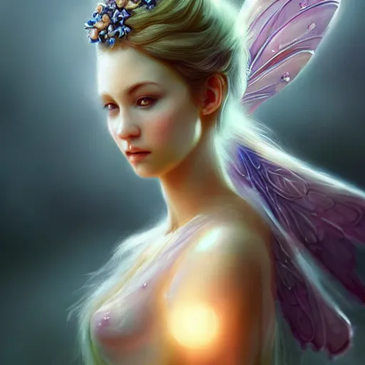 Prompt: a picture of a pretty fairy, elegant, epic, detailed, intricate, digital painting, concept art, realistic, smooth, focus, rim light,