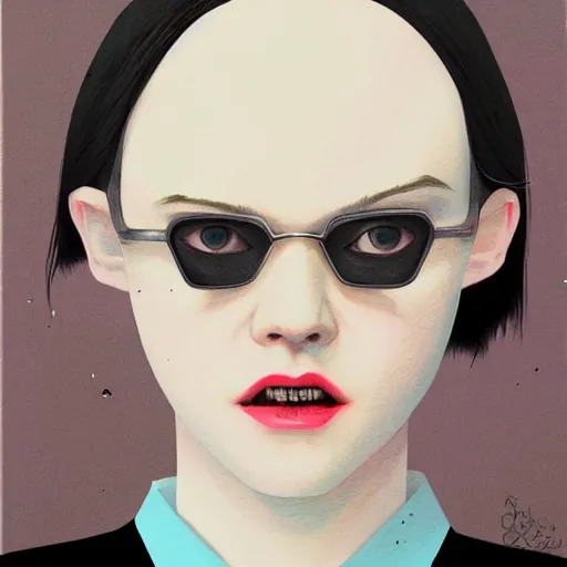 Image similar to Elle Fanning in The Matrix picture by Sachin Teng, asymmetrical, dark vibes, Realistic Painting , Organic painting, Matte Painting, geometric shapes, hard edges, graffiti, street art:2 by Sachin Teng:4