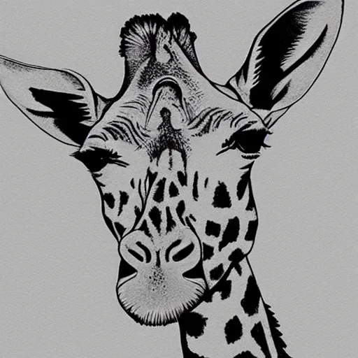Image similar to one line drawing of a giraffe swimming