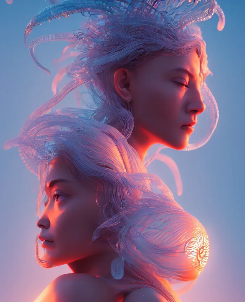 Image similar to goddess portrait. jellyfish phoenix head. intricate artwork by Tooth Wu and wlop and beeple. octane render, trending on artstation, greg rutkowski very coherent symmetrical artwork. cinematic, hyper realism, high detail, octane render, 8k