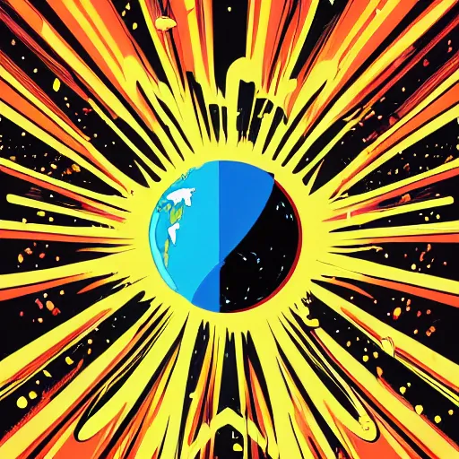 Image similar to 2 planet collapse particle fusion element macro cosmic art by butcher billy, sticker, colorful, illustration, highly detailed, simple, smooth and clean vector curves, no jagged lines, vector art, smooth andy warhol style