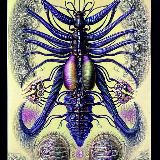 Prompt: alien insectoid by ernst haeckel, masterpiece, vivid, very detailed