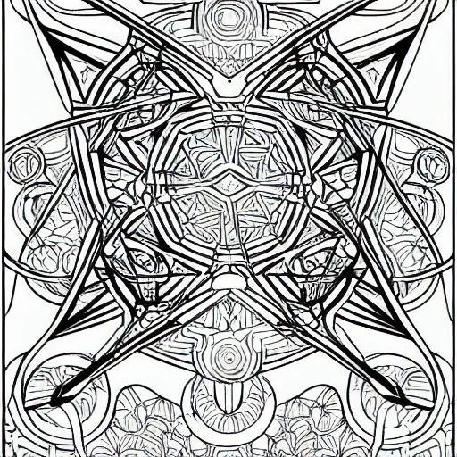 Prompt: clean simple line art of a geometic star, no background. well composed, clean coloring book page. coloring book line art by artgerm and greg rutkowski and alphonse mucha