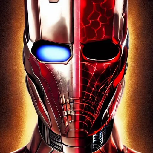 Image similar to face of an armored villian, ultron, sauron, evil dark, mask