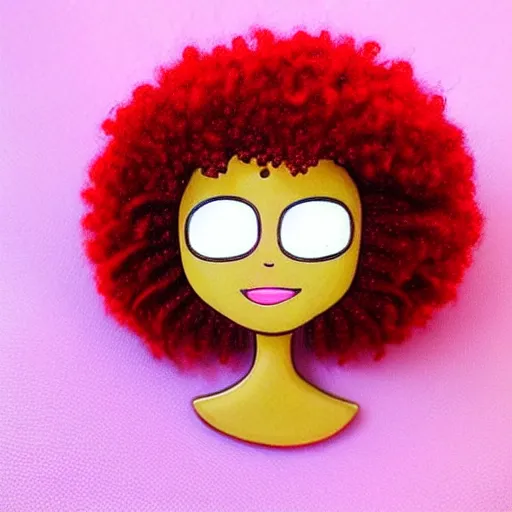 Prompt: a cute 2 d hair barrette character, afro, design, detailed