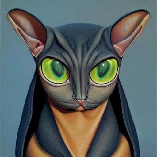 Prompt: Adorable sphinx cat by Greg Hildebrandt