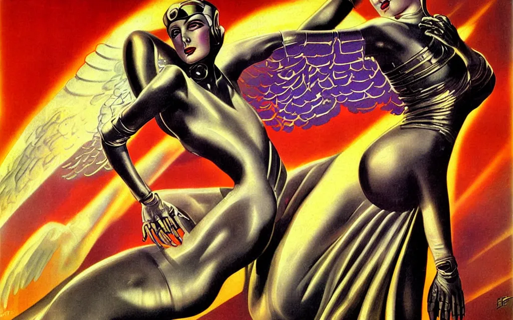 Image similar to futurist cybernetic angel, future perfect, award winning digital art by enoch bolles