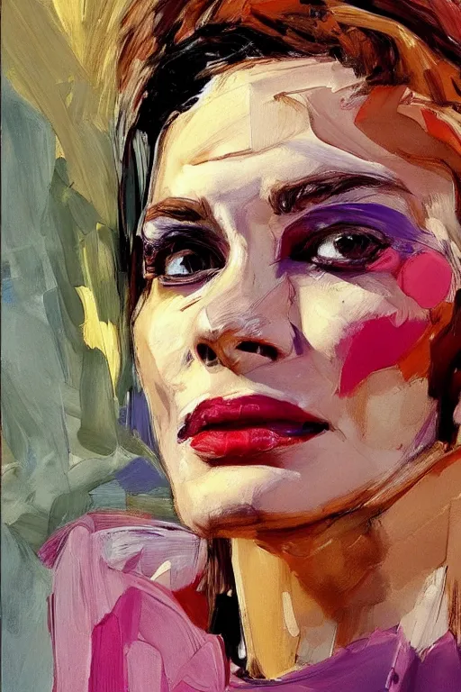 Image similar to hyperrealism close-up pretty woman portrait by Frank Auerbach photo, Vogue, by Alejandro Jodorowsky