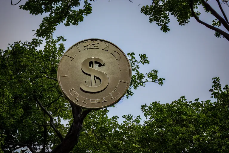 Prompt: Statue of a dollar sign outside of the United States Capitol, 4k, award winning photo