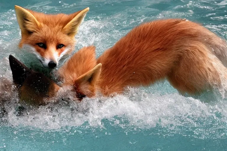 Image similar to 🦊🏊