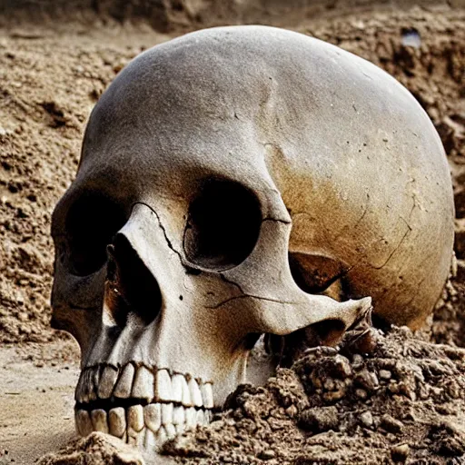 Image similar to Giant skull found at excavation site, press photo